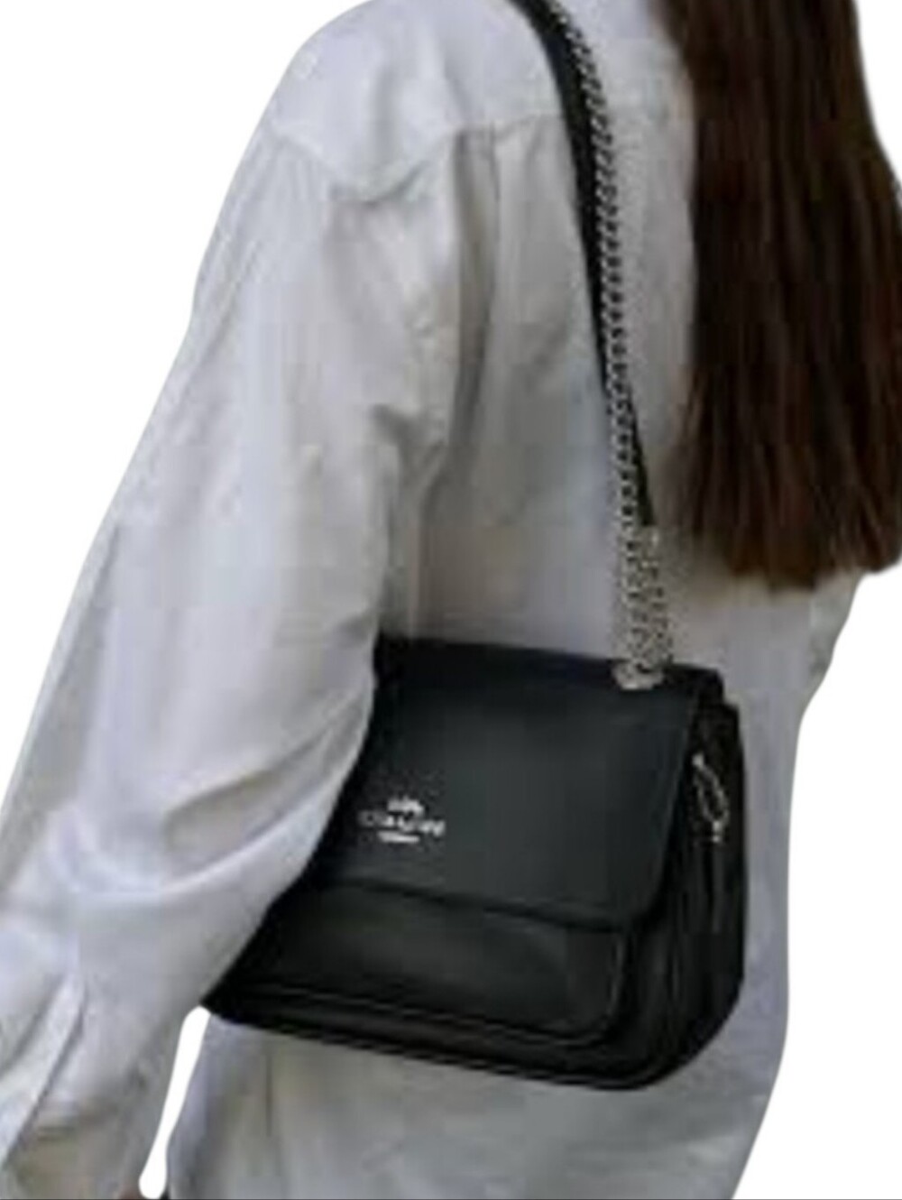 Coach Klare Black Leather Chain Crossbody Shoulder Bag